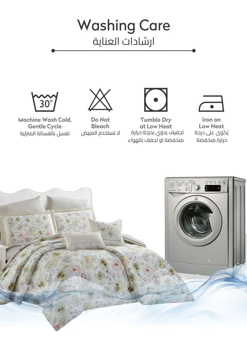 Donetella Cotton Comforter Set 4-Pcs Single Size All Season Reversible Floral Printed Bed Fits(120 X 200 Cm) With 350 GSM Down ALternative Filling,Cotton Seed