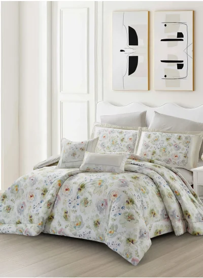 Donetella Cotton Comforter Set 4-Pcs Single Size All Season Reversible Floral Printed Bed Fits(120 X 200 Cm) With 350 GSM Down ALternative Filling,Cotton Seed