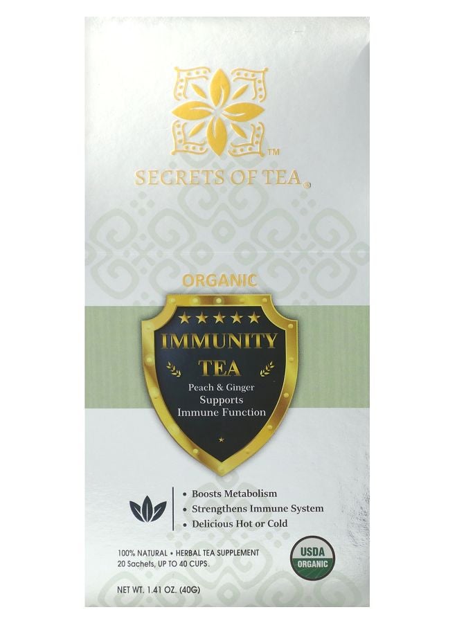 Organic Immunity Tea Peach & Ginger 20 Sachets 1.41 oz (40 g)