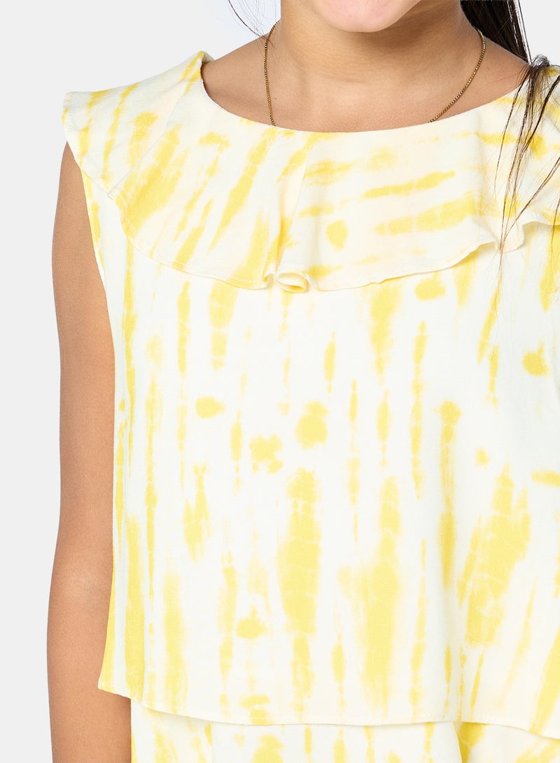 Panco Girls CITY Batik Patterned Flounce Blouse - Image 3