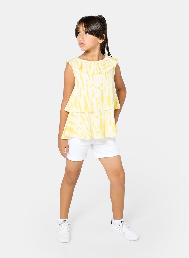 Panco Girls CITY Batik Patterned Flounce Blouse - Image 4