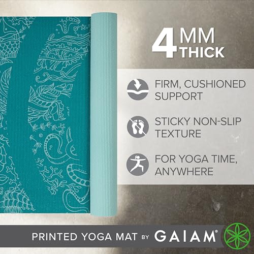 Gaiam Print Yoga Mat Non Slip Exercise Fitness Mat for All Types of Yoga Pilates Floor Exercises - Image 3