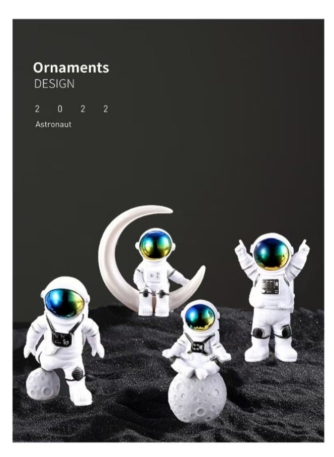 Beauenty Creative Astronaut Decoration 4-Pack Astronaut Statue Astronaut Statue Model For Astronaut Model Living Room TV Cabinet Hanging Decoration Children's Room Decoration Space Theme Birthday Gift - White  - Image 2