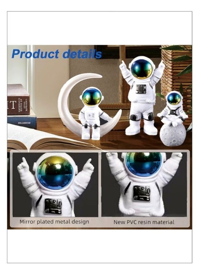Beauenty Creative Astronaut Decoration 4-Pack Astronaut Statue Astronaut Statue Model For Astronaut Model Living Room TV Cabinet Hanging Decoration Children's Room Decoration Space Theme Birthday Gift - White  - Image 3