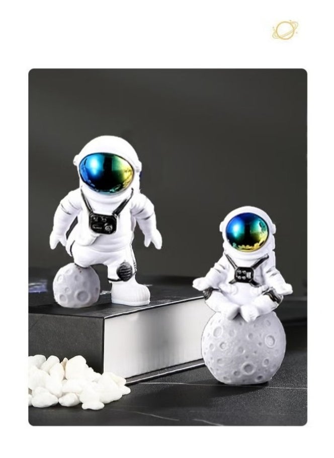 Beauenty Creative Astronaut Decoration 4-Pack Astronaut Statue Astronaut Statue Model For Astronaut Model Living Room TV Cabinet Hanging Decoration Children's Room Decoration Space Theme Birthday Gift - White  - Image 4