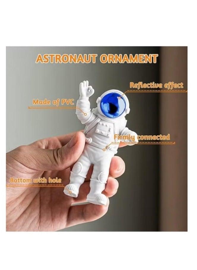 Beauenty Creative Astronaut Decoration 4-Pack Astronaut Statue Astronaut Statue Model For Astronaut Model Living Room TV Cabinet Hanging Decoration Children's Room Decoration Space Theme Birthday Gift - White  - Image 5