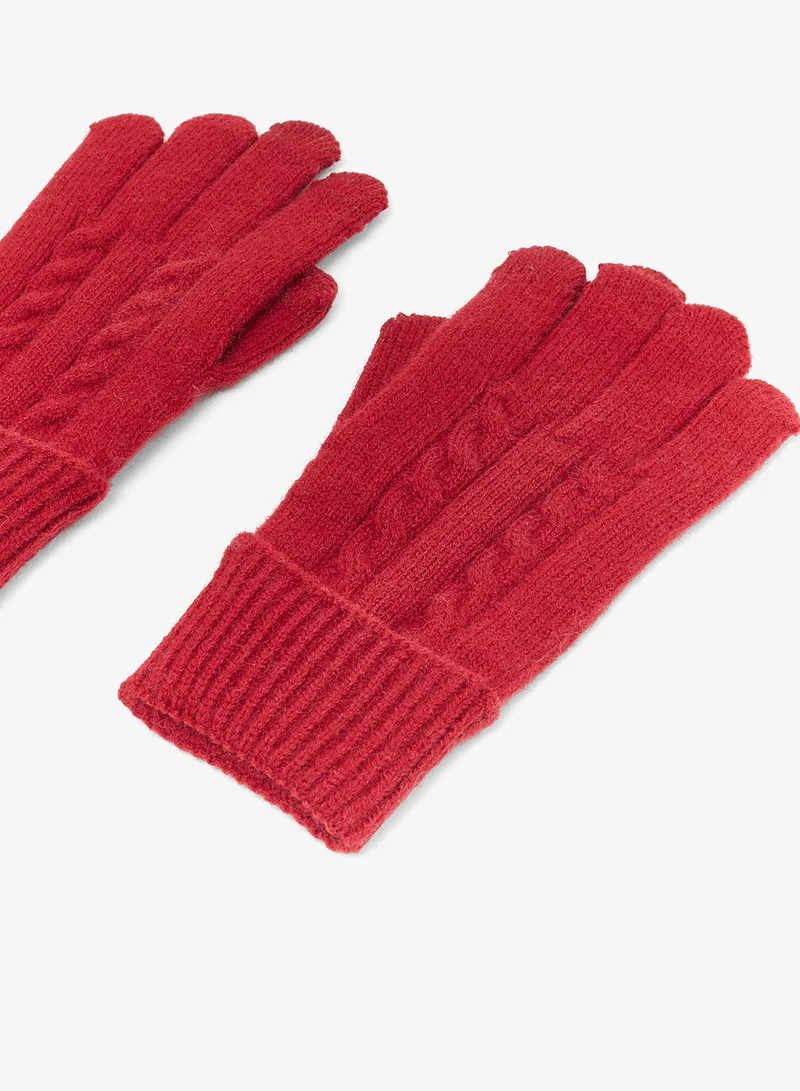 جينجر Textured Knitted Gloves