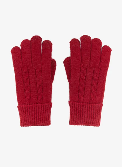 Ginger Textured Knitted Gloves