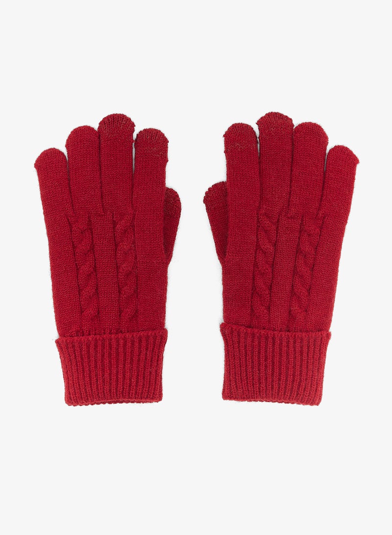 Ginger Textured Knitted Gloves - Image 1