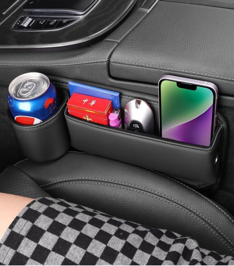 BEANPRECOY Car Seat Gap Filler Organizer, Car Side Pocket Organizer, Car Seat Gap Filler Storage Box, Car Cup Holder Organizer, Car Interior Accessories with Storage for Cards, Keys and Coins (right) - Image 3