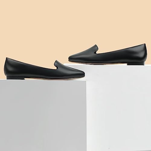 MUSSHOE Flat Shoes Women Pointed Toe Comfortable Slip on Women's Flats, Black Pu 8 - Image 4