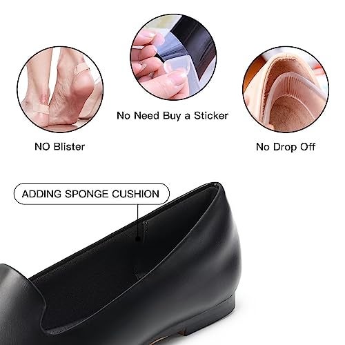 MUSSHOE Flat Shoes Women Pointed Toe Comfortable Slip on Women's Flats, Black Pu 8 - Image 2