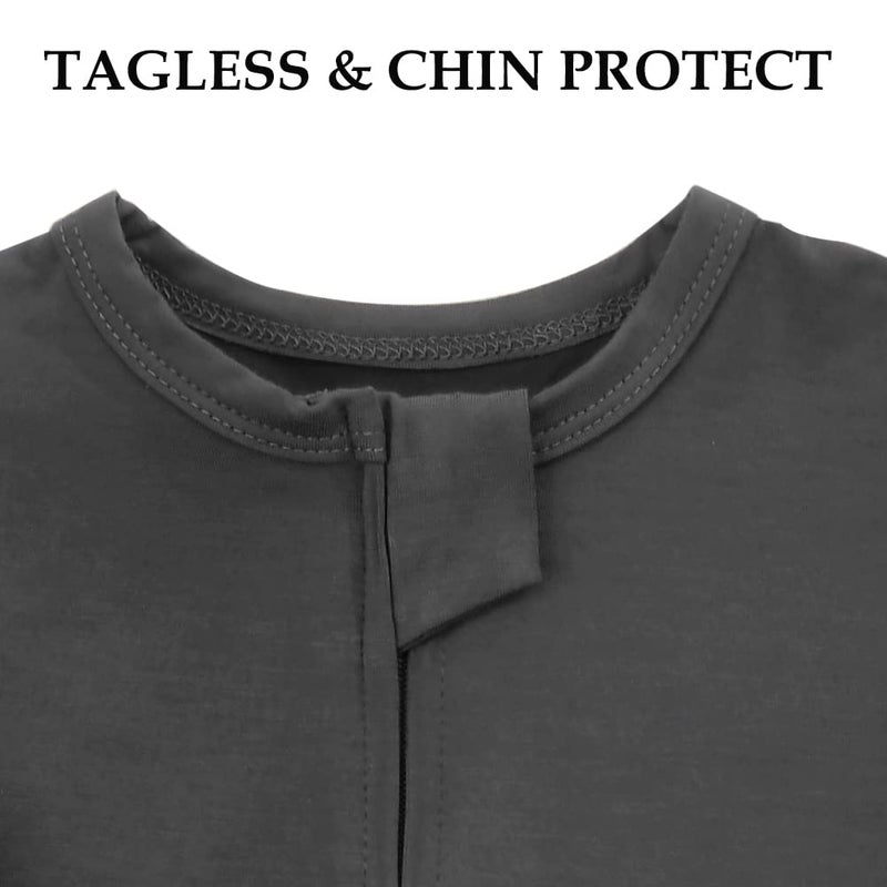 Aablexema Baby Pajamas Bamboo Rayon Zipper, 3pcs Unisex Infant Outfit with Mitten One Piece Footie Sleepwear(Dark Grey & Olive & Blue,0-3m) - Image 4