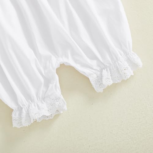 Lamuusaa Newborn Baby Girl Baptism Outfit Smocked Crosses Embroidery Romper One Piece Bodysuit Jumpsuit Summer Clothes (White, 3-6 Months) - Image 5
