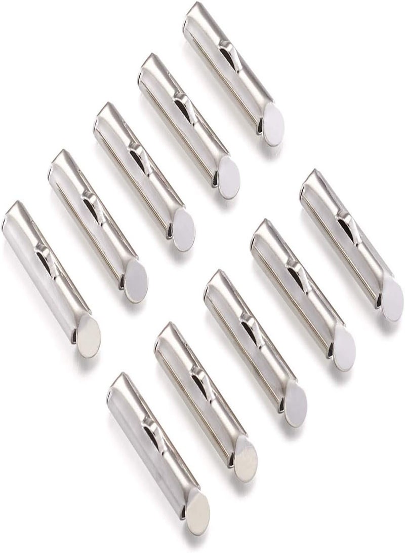 GGOOT Pandahall 50pcs Iron Slide On End Clasp Tubes Slider End Caps Crimp End Tube for Round 11/0 or 8/0 Seed Beads Platinum (16mm) - Image 1