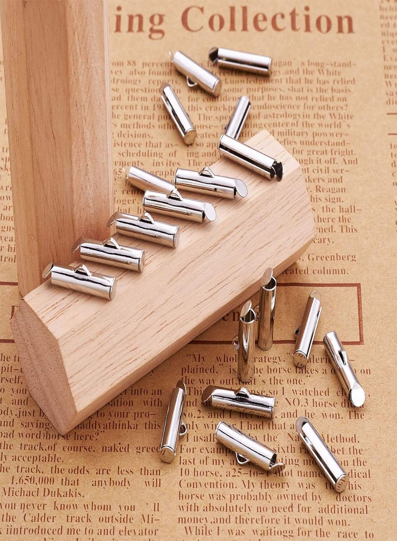 GGOOT Pandahall 50pcs Iron Slide On End Clasp Tubes Slider End Caps Crimp End Tube for Round 11/0 or 8/0 Seed Beads Platinum (16mm) - Image 3