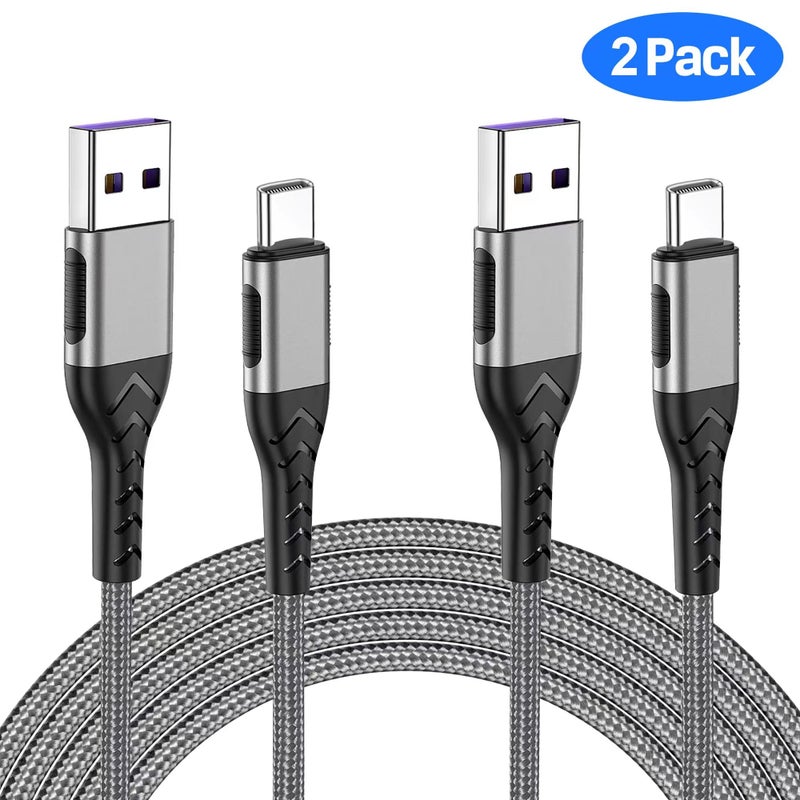 Durcord USB C Charger Cable, 2Pack 3ft Fast Charging 3 Feet USB Type C Cord Cable, 3 Foot Type C Charger Premium Nylon Braided USB Cable Compatible with iPhone 15 Pro/Plus/Max/Android/Phone/Pad-Silver - Image 2