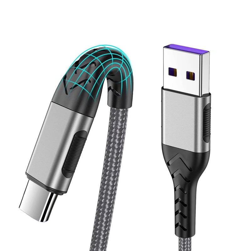 Durcord USB C Charger Cable, 2Pack 3ft Fast Charging 3 Feet USB Type C Cord Cable, 3 Foot Type C Charger Premium Nylon Braided USB Cable Compatible with iPhone 15 Pro/Plus/Max/Android/Phone/Pad-Silver - Image 1