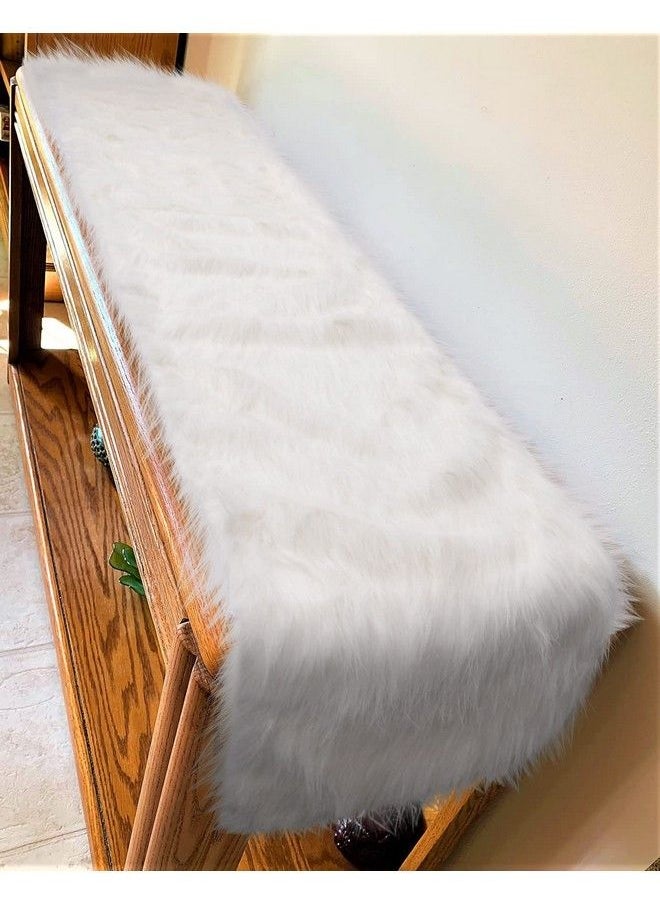 yuboo Desser Runners For Bedroom White Fur Boho Table Runner For Dresser Cover Top For Coffee Table 12 X 72 Inches  - Image 3