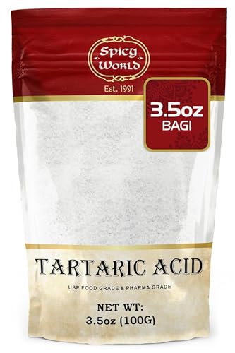 Spicy World حمض الطرطريك النقي من سبايسي وورلد 3.5 أونصة - درجة عالية، معتمد من USP، غذائي، نباتي - مثالي لصنع النبيذ، الميد - Image 1