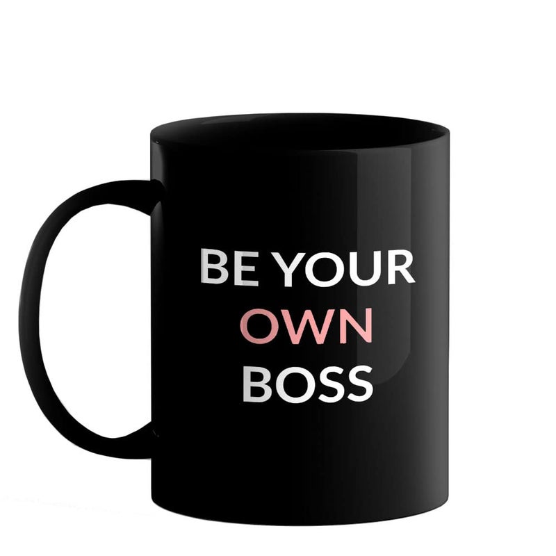 Happu Happu Printed Ceramic Coffee Mug with Quotes Be Your Own Boss Gift for Enterpreneur Boss Collegues Relatives Employees Women Sister Duaghter Boss Lady Yourself 325 ML 762BP  - Image 1