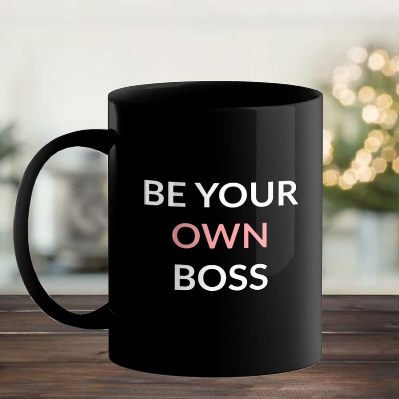 Happu Happu Printed Ceramic Coffee Mug with Quotes Be Your Own Boss Gift for Enterpreneur Boss Collegues Relatives Employees Women Sister Duaghter Boss Lady Yourself 325 ML 762BP  - Image 2