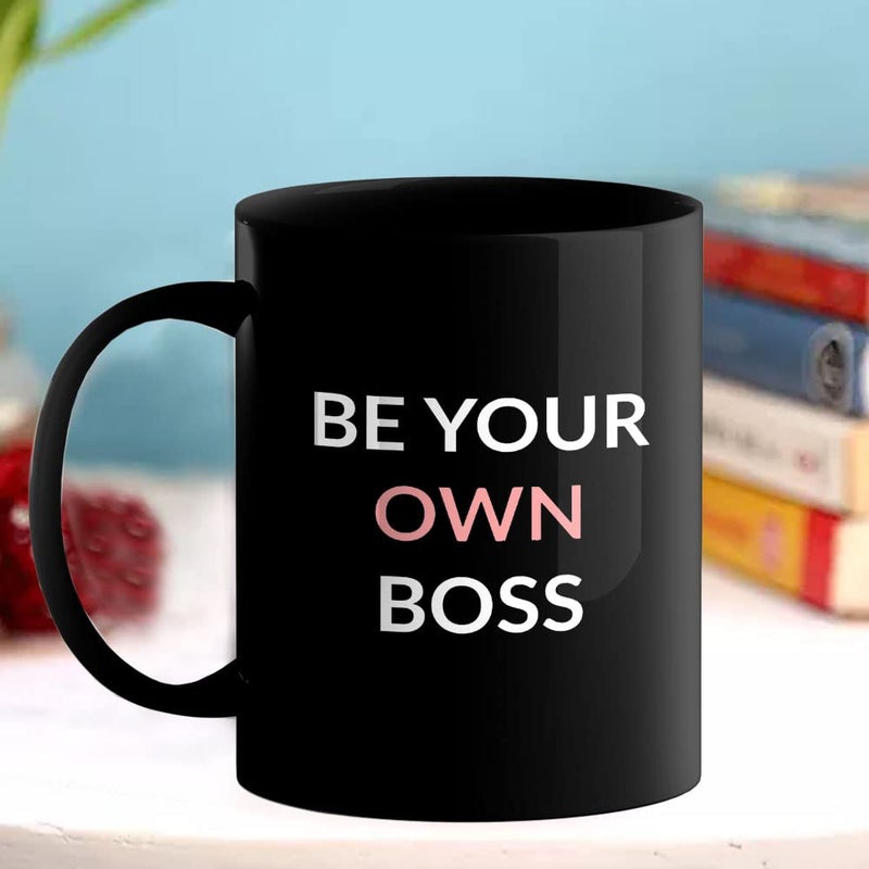 Happu Happu Printed Ceramic Coffee Mug with Quotes Be Your Own Boss Gift for Enterpreneur Boss Collegues Relatives Employees Women Sister Duaghter Boss Lady Yourself 325 ML 762BP  - Image 3