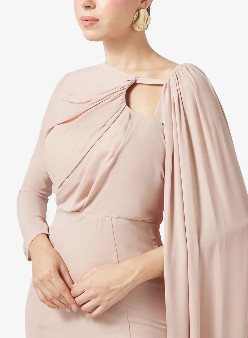 Namshi x  Draped A Line Evening Gown with Trail for Women | Best Price UAE