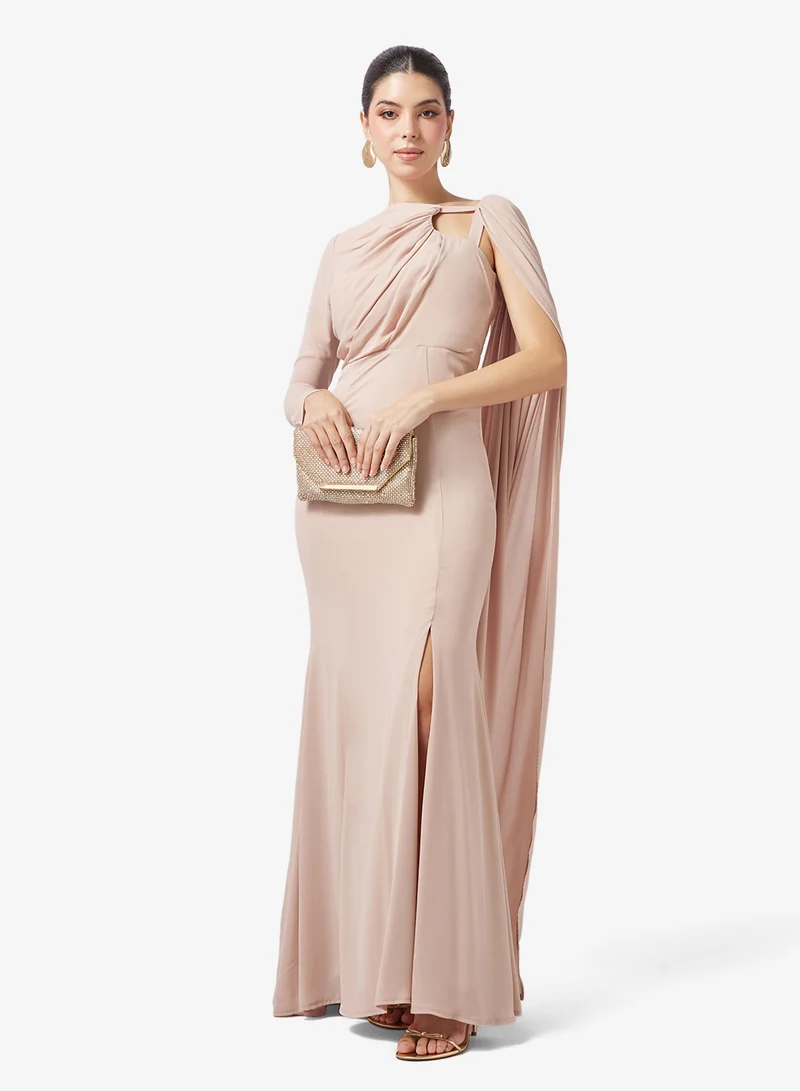 Namshi x  Draped A Line Evening Gown with Trail for Women | Best Price UAE