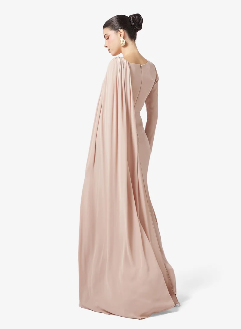 Namshi x  Draped A Line Evening Gown with Trail for Women | Best Price UAE