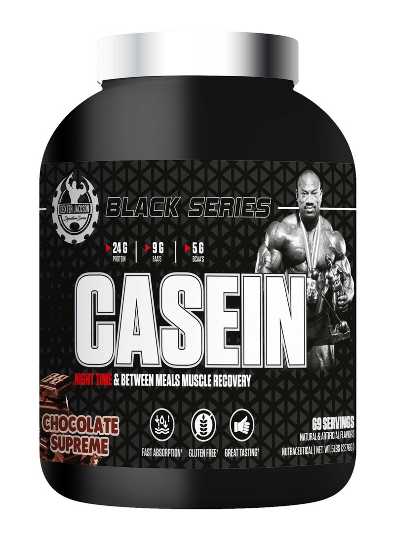 DEXTER JACKSON Black Series Casein Protein - Nighttime Muscle Recovery (Chocolate Supreme) 2276g (5 Lbs), 69 Servings  - Image 1