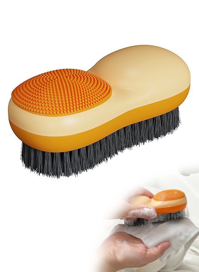 Silicone Laundry Brush, Dual Purpose Scrub Brush, Household Cleaning Brushes with Comfort Rubber Grip and Flexible Stiff Bristles (Orange) - Image 1