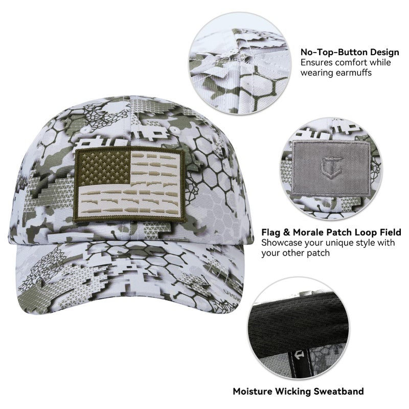VisionTac Tactical Hat with Flag Patch Camo Military Army Hats Adjustable Trucker Baseball Cap Soft Top for Shooting - Image 2