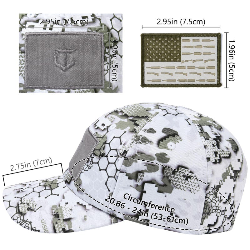 VisionTac Tactical Hat with Flag Patch Camo Military Army Hats Adjustable Trucker Baseball Cap Soft Top for Shooting - Image 3