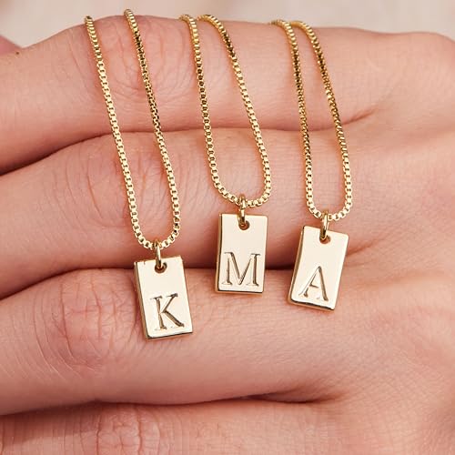 Poxtex Initial J Gold Necklaces for Women Non Tarnish 14K Real Gold Plated Dainty Square Letter Charm Pendant Necklace 16.5"+2" Adjustable Waterproof Trendy Name Personalized Jewelry Gifts - Image 5
