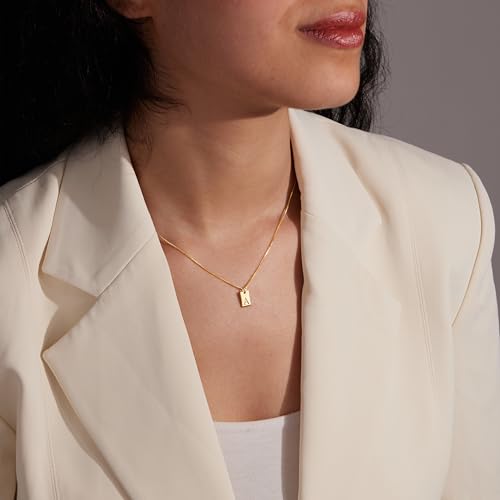 Poxtex Initial J Gold Necklaces for Women Non Tarnish 14K Real Gold Plated Dainty Square Letter Charm Pendant Necklace 16.5"+2" Adjustable Waterproof Trendy Name Personalized Jewelry Gifts - Image 4