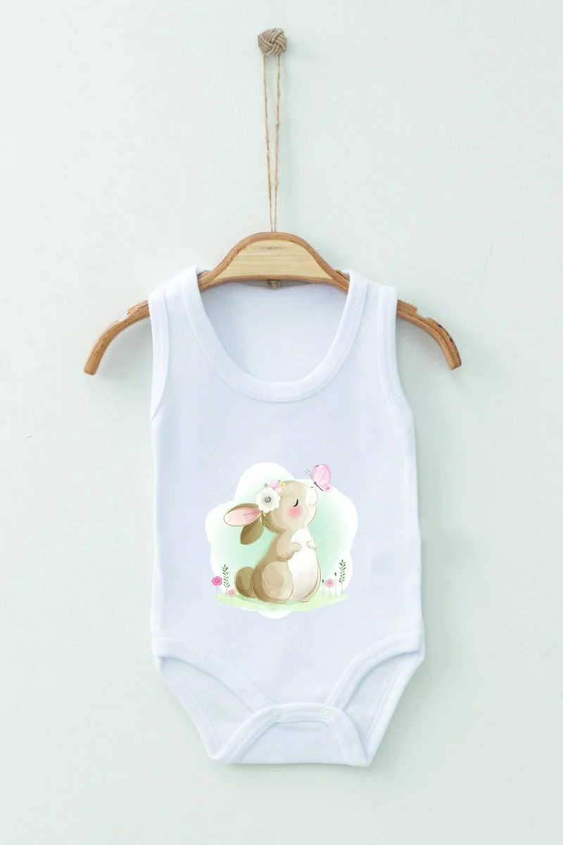 ادا بيبيك تشوكوك Ada Baby Child Adabebek Watercolor Rabbit Themed Strappy Badi Baby Bodysuit