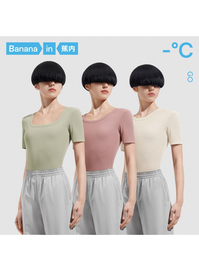 Bananain Liangpi 502Go Women'S T-Shirt Close-Fit Base Layer Short Sleeve T-Shirt Summer Slim Fit - Image 3
