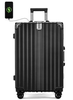 CityRiya-Long Hardside Luggage Carry on Travel Luggage 20 Inch Travel Suitcase Hard Shell ABS Travel Luggage Lightweight Trolley Bag Expandable Rolling Luggage with USB Charging Port and Spinner Wheels  - Image 1