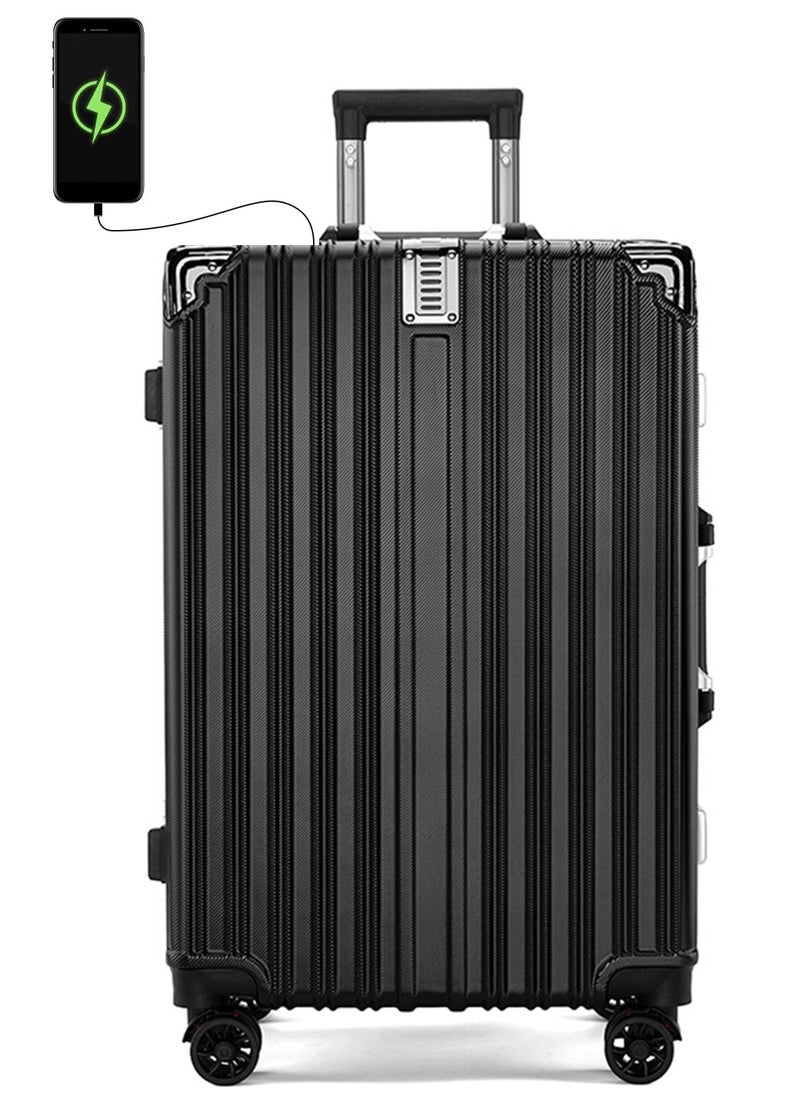 CityRiya-Long Hardside Luggage Carry on Travel Luggage 20 Inch Travel Suitcase Hard Shell ABS Travel Luggage Lightweight Trolley Bag Expandable Rolling Luggage with USB Charging Port and Spinner Wheels  - Image 1
