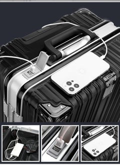 CityRiya-Long Hardside Luggage Carry on Travel Luggage 20 Inch Travel Suitcase Hard Shell ABS Travel Luggage Lightweight Trolley Bag Expandable Rolling Luggage with USB Charging Port and Spinner Wheels  - Image 2
