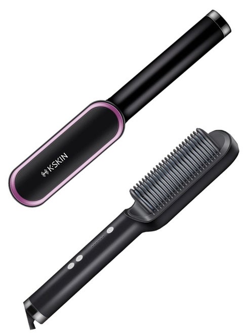 Hair Straightener Brush Hair Straightening Iron with Built-in Comb, 20s Fast Heating 5 Gears Settings Anti-Scald Perfect for Professional Salon at Home