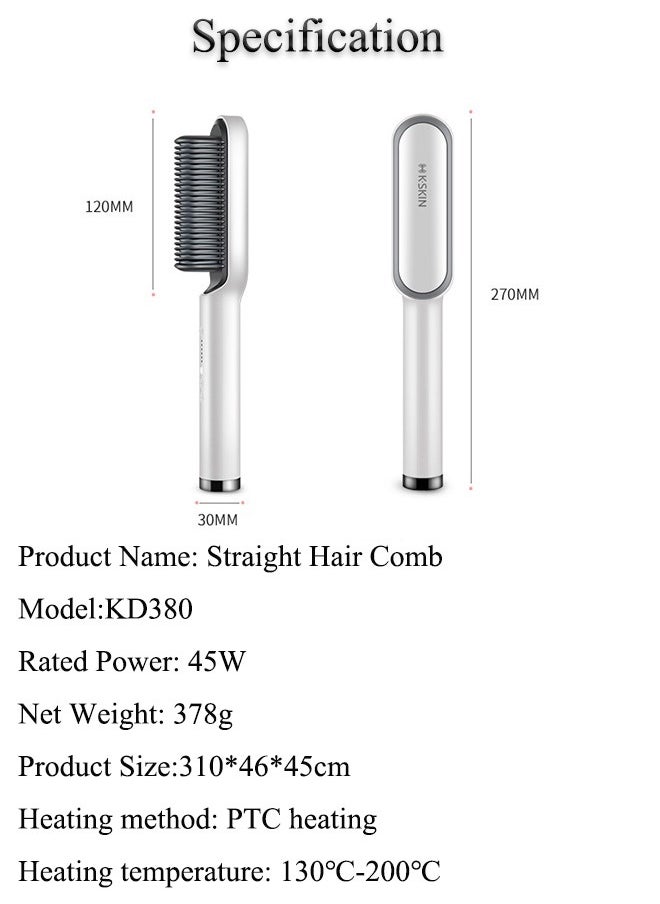 K.SKIN - Hair Straightener Brush Hair Straightening Iron with Built-in Comb, 20s Fast Heating 5 Gears Settings Anti-Scald Perfect for Professional Salon at Home - Image 1