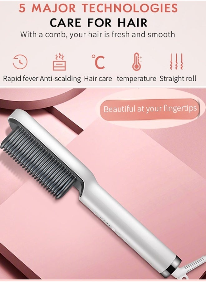 K.SKIN - Hair Straightener Brush Hair Straightening Iron with Built-in Comb, 20s Fast Heating 5 Gears Settings Anti-Scald Perfect for Professional Salon at Home - Image 1