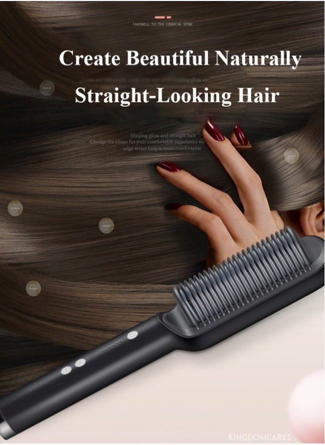 K.SKIN - Hair Straightener Brush Hair Straightening Iron with Built-in Comb, 20s Fast Heating 5 Gears Settings Anti-Scald Perfect for Professional Salon at Home - Image 1