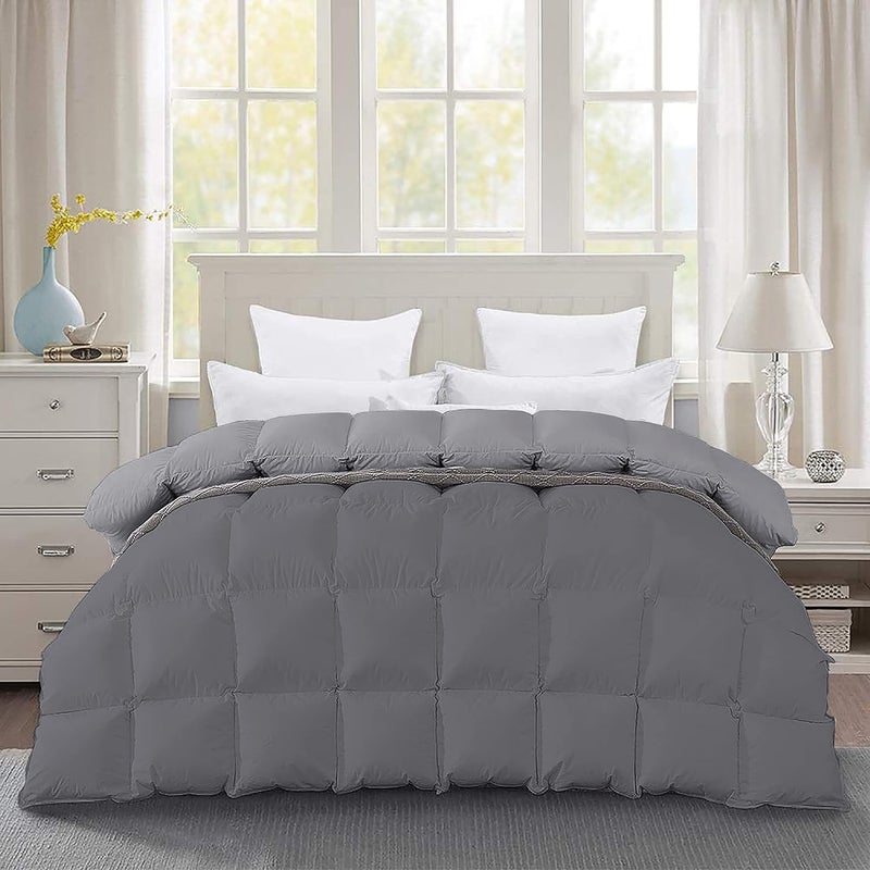 Filbert Premium 300 GSM Comforter Super Soft Fluffy Revesible Comforter 90 x 90 Inches228cm x 228cm Queen Size ComforterSilverDark Grey - Image 1