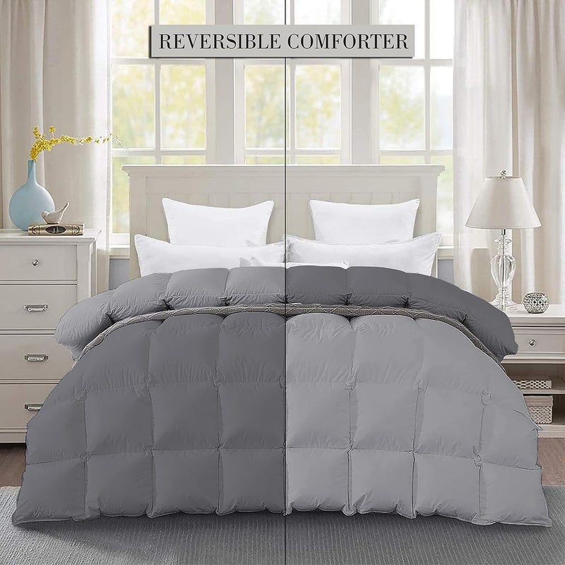 Filbert Premium 300 GSM Comforter Super Soft Fluffy Revesible Comforter 90 x 90 Inches228cm x 228cm Queen Size ComforterSilverDark Grey - Image 2