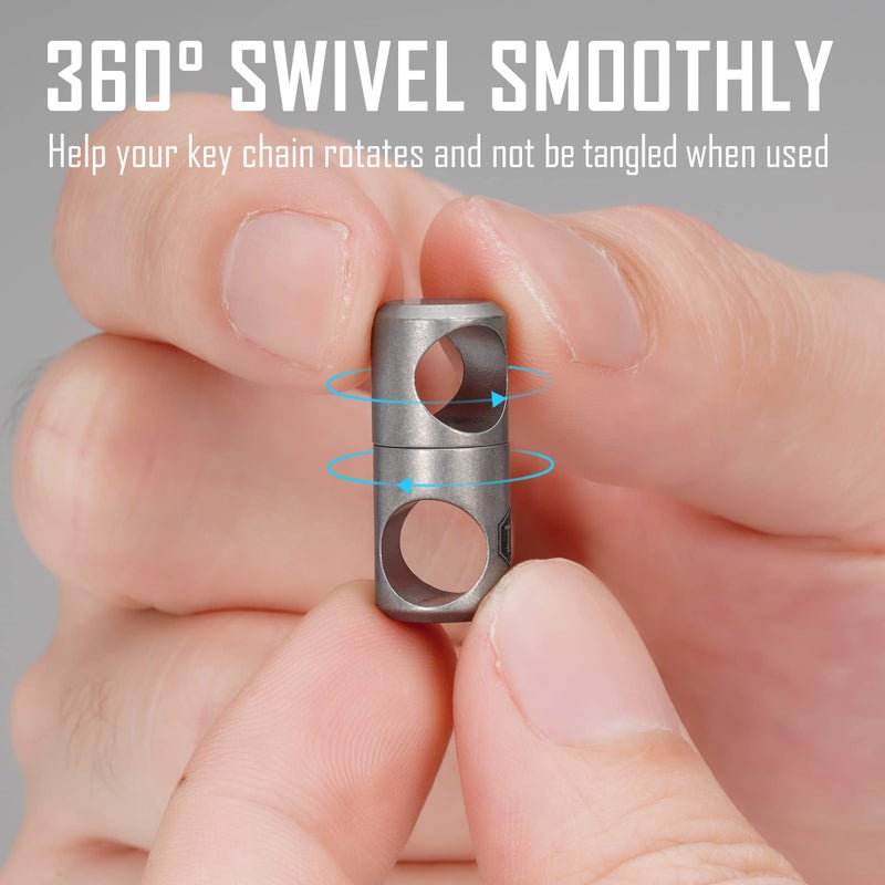 KeyUnity حلقة مفاتيح دوارة من تيتانيوم KeyUnity KA07 2 قطع، موصل مفاتيح مضاد للتشابك بزاوية 360° لربط الكارابين وحلقات الانقسام (مصقول بالرمل) - Image 2