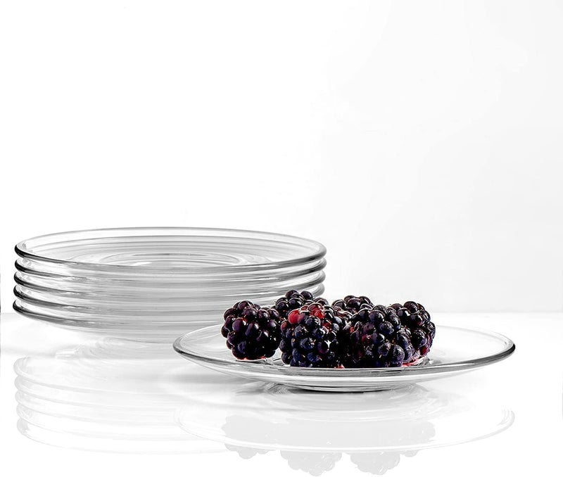 bellemax Premium Classic Clear Glass Saucer Set of 6 Only Saucers Without Cup for Serving Tea Coffee Snacks, 200 ml - Image 2