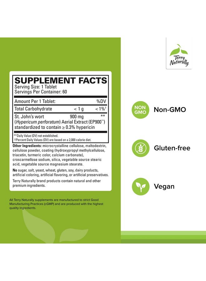 Terry Naturally St. John’s Wort 900 mg - 60 Tablets - Supports Emotional Health for 24 Hours - Non-GMO, Vegan, Gluten Free - 60 Servings - Image 2
